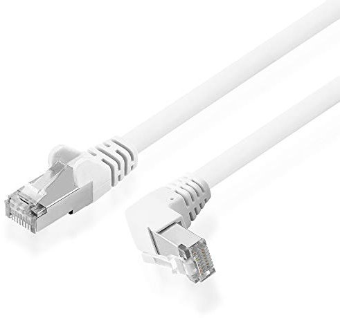 BestPlug Câble réseau Dsl avec fiche RJ45 coudée 90° vers fiche RJ45 90° vers fiche RJ45 Blanc 100 MHz/Cat.5e/F-UTP/Blanc 25 cm à 10 m 1 mètre