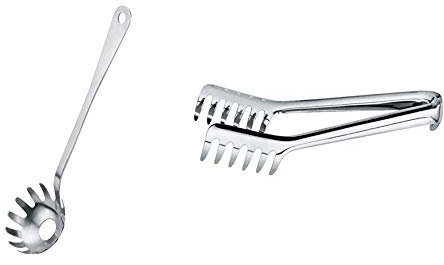 Alessi AJM19/57 L Mestolo per Spaghetti di Design in Acciaio Lucido & 502 Molla per Spaghetti di Design in Acciaio Inox