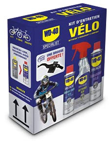 WD-40 SPECIALIST • Kit Entretien Vélo • Un Dégraissant • Un Nettoyant Complet • Un Lubrifiant Chaîne - Une Brosse de Nettoyage Offerte - Solution 3 en 1 pour Vélo de route, VTT et E-Bike