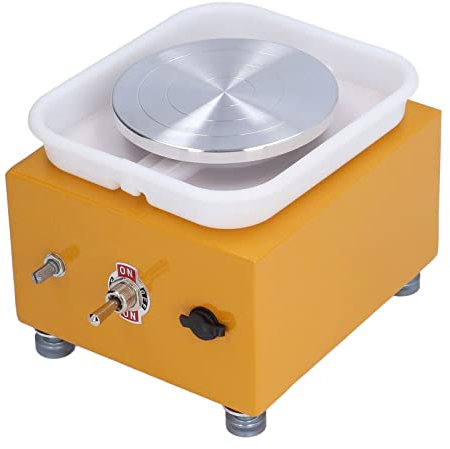 Mini Rueda de Cerámica para Principiantes, Mini Máquina de Rueda de Cerámica Eléctrica para Niños, Herramientas de Arcilla con Rueda de Cerámica Eléctrica Potable con Bandeja,(EU Plug)