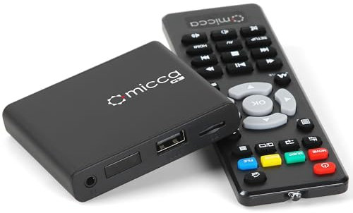 Micca Speck G3 2K Quad-HD Digitaler Media-Player für USB-Laufwerke und MicroSD-Karten, Digital Signage, H.265/HEVC H.264/AVC MP4 MKV Videos MP3 Musik JPG Fotos, Analog AV, Auto Play und Resume