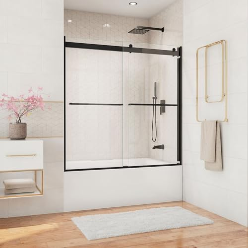 DreamLine Essence 56-60 inch W x 60 inch H Frameless Bypass Tub Door in Matte Black