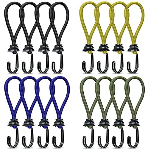 16 Pezzi Tenditori con Gancio Gancio Corda Elastico 15cm Ganci per Tende da Campeggio Tenditore in Gomma Cinghia Fissa Accessori per Tettuccio da Campeggio con Coulisse