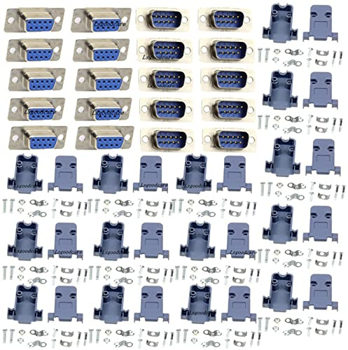 Lsgoodcare 20Pcs RS232 Paralleler serieller Port DB9 9 Pin D Sub männlicher weiblicher Lötanschluss für 20Pcs DB9 Kunststoff Shell Abdeckung