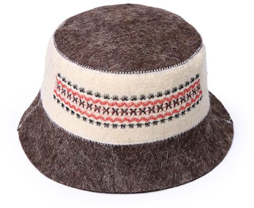PetriStor Ukrainian Wool Sauna Hat for Men and Women Ukrainian Ornament Red Vyshyvanka Protect Hair - Sauna Cap for Men - Banya Hat for Men - Sauna Hat Wool, Beige, One size