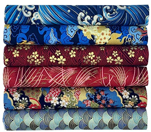EDGEAM 6 Stück Baumwollstoff Patchwork Stoffe Nähstoffe 40 x 50 cm Bedruckte Baumwolle Stoffpaket zum Nähen für DIY Handwerk (Bunt B)