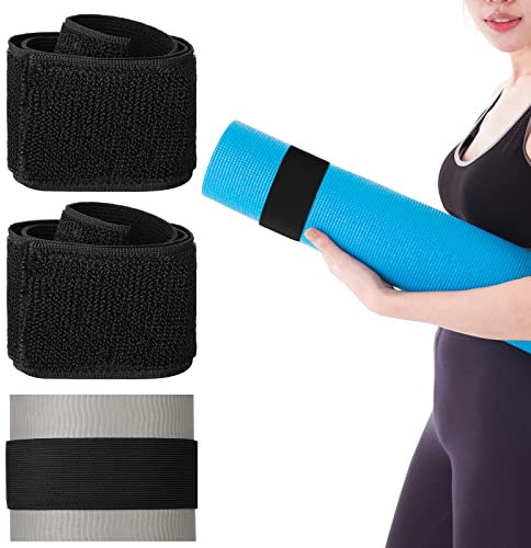 Honoson Nylon-Yogamatten-Gurt, dehnbar, strapazierfähig, Bungee-Gurte, verstellbarer Tragegurt für Übungen, Workout, Pilates, Yogamatte, Aufbewahrung, Fitnessstudio, Schwarz, 4 Stück