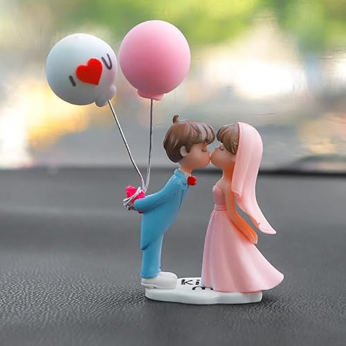 Niedliches Auto Armaturenbrett Ornament, Süße Cartoon-Paare Action-Figur Ballon-Ornament Figuren Paar Puppen mit Ballon Auto Innenraum Deko Figuren Auto-Armaturenbrett-Dekorationen Büro Zimmerdeko
