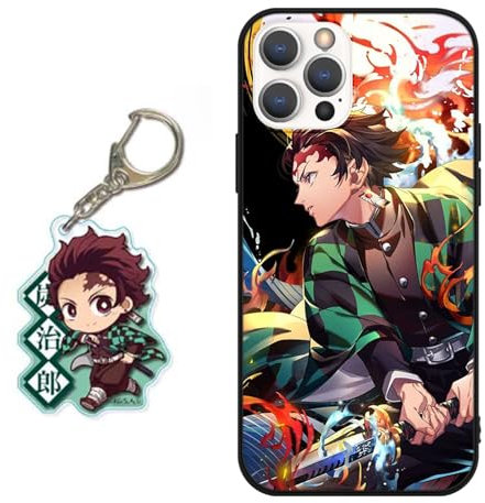 LYUBFDC Handyhülle für iPhone 11 Hülle 6.1 Zoll, Anime Kamado Nezuko Tanjirou Mit Schlüsselbund Manga Muster Design Case Cartoons Schutzhülle TPU Silikon Charmant Für Jungen Frau