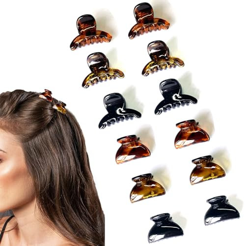 Pince Cheveux Femme, 12 Pcs Mini Pince Crabe Couleur Différente, Petite Pinces à Cheveux, Pince Griffe Barettes Cheveux, Antidérapant accessoire Cheveux Pour Filles et Femmes