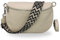 BRISE Bauchtasche Damen Echtleder AFIA Silber Handgemachte Umhängetasche Crossbody Bag mit Ledergurt + Optionalen Breiten Gemusterten Riemen 3 Fächer Hüfttasche Made in Italy (Beige-Silber 2)