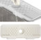 Veki Tapis de Robinet Silicone, Protection Anti-Éclaboussures pour Robinet d'Évier, Plateau Anti-Gouttes pour Poignée Robinets, Tapis d'Évier pour Comptoir de Cuisine et Salle de Bain (Blanc, 43 cm)