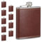 Relaxdays Flachmann 10er Set, 200ml, Edelstahl Schnapsbehälter mit Kunstleder Hülle, kleine Taschenflasche, braun/Silber