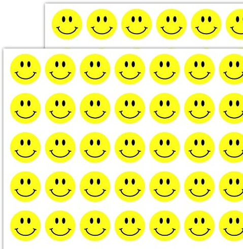 6000 Stück - Smile Aufkleber Sticker Belohnung - Gelb, 13mm