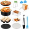 LieIe 8 inch Hot Air Fryer Accessories, 12 Pieces, Airfryer XXL Accessory Set for Airfryer Fryers for Cosori Princess Ninja Philips Tefal 4.5L 5.2L 5.5L XL Air Fryer BPA-Free Non-Stick Coating