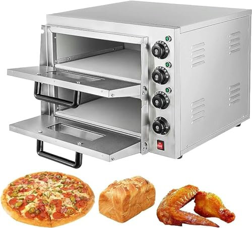 Four à Pizza électrique 3000W, Four Grille-Pain à tiroir Commercial à Double étage, 50-350 ℃ avec minuterie, pour fête à Domicile au Restaurant