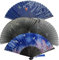 4 Stück Handfächer, Fächer Hochzeit, Handheld Faltventilator Fächer, Folding Fans Hand Klappfächer Vintage, Handheld Faltfächer für Tanz, Wedding, Wand Deko (Schwarz+Blau)