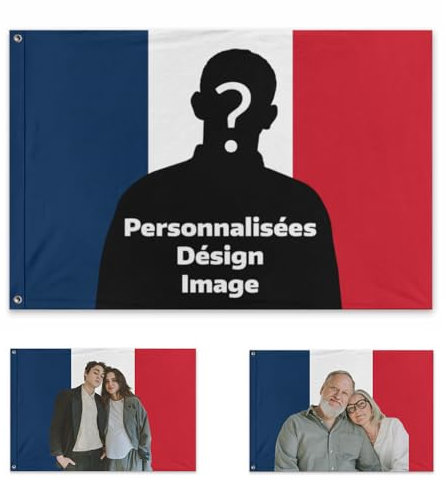 Personnalisées Drapeau France Personnalisé votre propre photo - Style Classique Style Vintage - Idéal pour décorer des comédies musicales, des clubs, des chambres et des fêtes