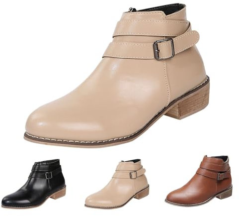 Generico Tronchetti Donna Tacco Basso, Stivali Invernali Donna Casual Eleganti, Scarponcini Comoda Tronchetti Impermeabile Stivali Chelsea Donna Bassi, Stivali Texani Donna