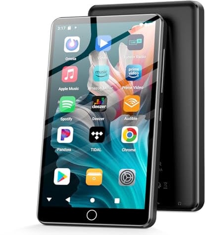 144GB MP3-Player mit WiFi Bluetooth,4.02 Zoll IPS Touch-Bildschirm, Musikplayer für Kinder, Android MP4-Player mit Spotify, Audible, Amazon Music, Deezer, Play Store (Black)