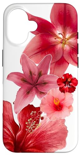 Red Hawaii Hibiscus Tiger Lily Flowers Tropical Summer Case for iPhone 16