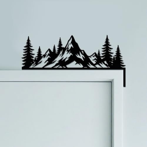 CUTHOLLOW Bergspitze Türrahmen Deko Metall Wanddeko | 30x15cm Türrahmen Schild, Tür Deko, Wanddeko Tür, Hängende Fensterdeko, Metall Dekoschild für Zuhause & Büro