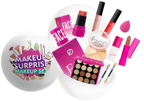 Set de Maquillaje Mujer 10 Piezas – Mini Kit con Paleta de Sombras 16 Colores, 2 Labiales Líquidos Mate, Barra de Labios, Brillo, Stick de Rubor, Corrector 3 Tonos, Brochas y Esponja – Regalo para Niñ