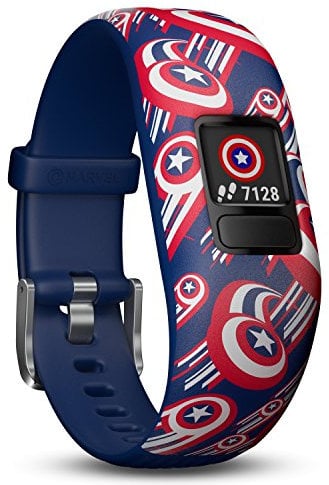 Garmin vivofit Jr. 2 - Marvel Captain America Fitness Activity Tracker for Kids - Adjustable Band - Multicolour, 010-01909-12