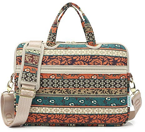 kayond Red Bohemia Patten Canvas Laptop Shoulder Messenger Bag Case Sleeve for 13.3 Inch Laptop and Macbook Air 13，Macbook Pro 13/14 (13-13.3 inch, Red Bohemia)