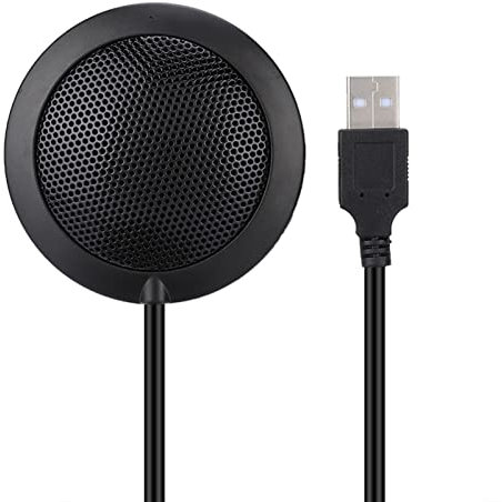 ASHATA USB Mikrofon PC,USB-Konferenzmikrofon 360° Omnidirektionale Audio Video Desktop USB-Kondensatormikrofon,PC-Tischmikrofon USB Mikrofon für Konferenz/Online-Chat/Meeting Schwarz