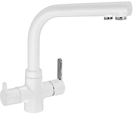 Mezclador cocina monomando Plados FL065 de 3 vías mando tercera agua independiente - Blanco leche