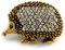 Avalaya Broche hérisson en cristal d'inspiration vintage en métal doré vieilli – 35 mm de diamètre, taille unique, Pierre précieuse, métal