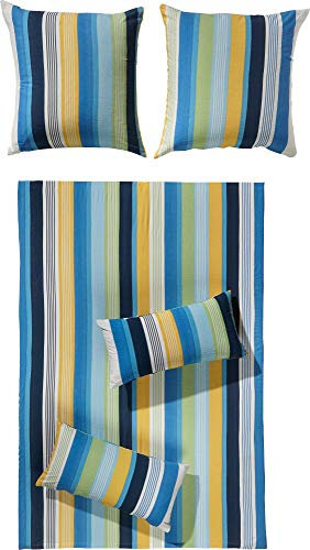 Erwin Müller Bettwäsche, Bettgarnitur Streifen, Seersucker blau Größe 40x80 cm / 135x220 cm - bügelfrei, schnelltrocknend, mit Reißverschluss, temperaturausgleichend