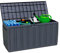 Coffre extérieur en résine grise | GH91 | Coffre extérieur pour jardin, terrasse ou balcon | Coffre étanche | Coffre pour objets et jouets | 270 litres | 117 x 45,5 x 57 cm