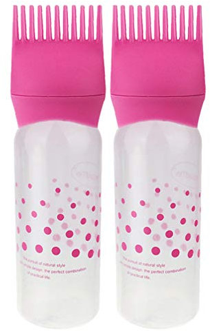 FRCOLOR 2 Stück Wurzelpflegekamm Applikator Flasche für Haarfärbemittel Färbung Kopfhautbehandlung Wesentliche Haarfärbemittel Applikator Rosa