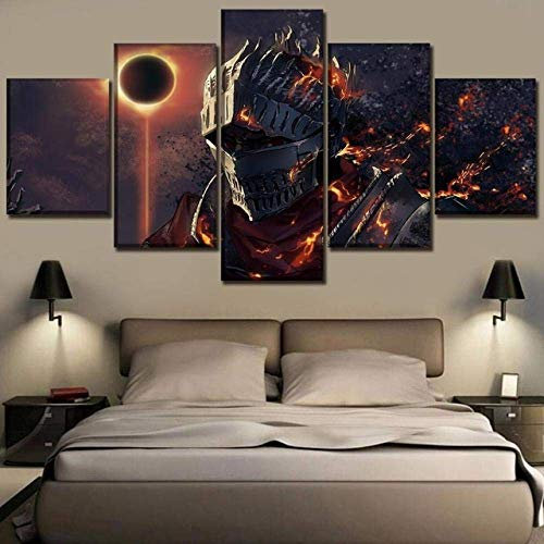 Airxcn Spiel Dark Souls Soul 5 Panel Leinwand Wandkunst Home Wohnzimmer Dekor Poster HD Print