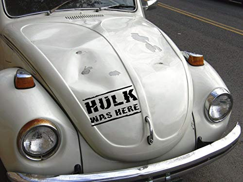 Sticker-Designs 15cm! Klebe-Folie Wetterfest Hulk was HERE Beule Blech-Schaden T436 UV&Waschanlagenfest Auto-Aufkleber