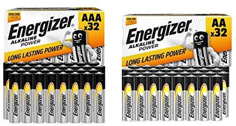 Energizer Pile Alkaline Power AA - Lot de 32 (Amazon Exclusif) + Piles Alkaline Power AAA, 32 Unités (Amazon Exclusif)