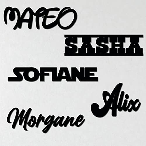Personalisierter Name für Kinderzimmertür - personalisierter Kindername - PVC-Platte mit gestanzten Buchstaben - 17 Farben erhältlich (Noir/Schwarz)