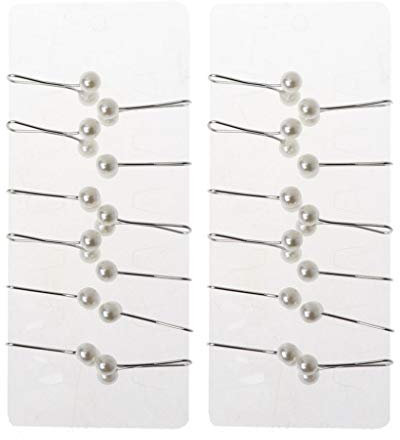CHENGSE Hijab Schal Clips, 24 Stück Muslim Hijab Schal Pin Perle Clip Schal Clips Zubehör - Weiß, Legierung und Kunstperlen