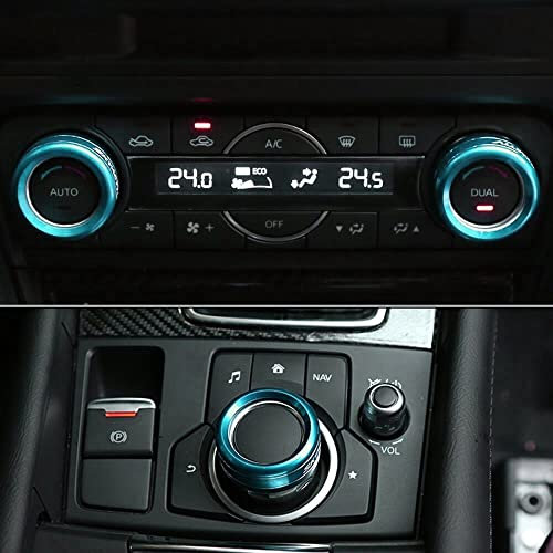 Qirc Klimaanlage Knopf Ring ist geeignet für Mazda 3 6 CX5 CX9 Auto Innenraum Klimaanlage Control Ring,Klimaanlage Knopf-Abdeckung (blau)