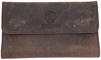 GERMANUS Starkes Rind - Made in EU - Leder Tabaktasche Tabakbeutel Drehertasche Drehtasche Tabaketui, Wild, Braun