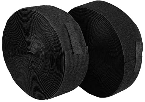 mumbi Klettband zum Nähen, Klett bestehend aus Haken und Flausch zum Aufnähen, Klettverschluss 50mm x 10 Meter, Schwarz