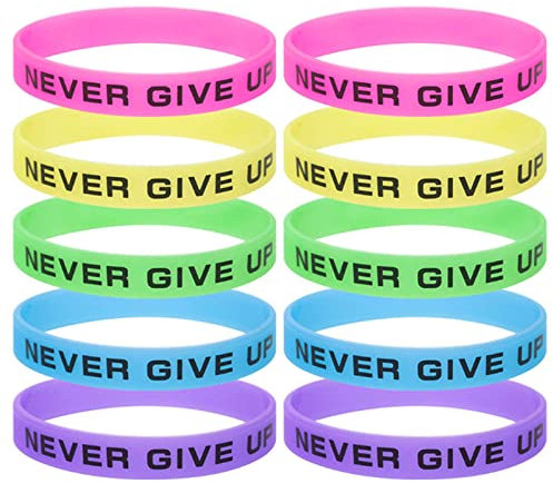 10 Stück inspirierende SilikonArmbänder, leuchtende SilikonArmbänder, Gummiband, Fitnessbänder, SpielPartyArmbänder für die meisten Erwachsene, Unisex, Sport, Party, Dekoration, Geschenk, nie