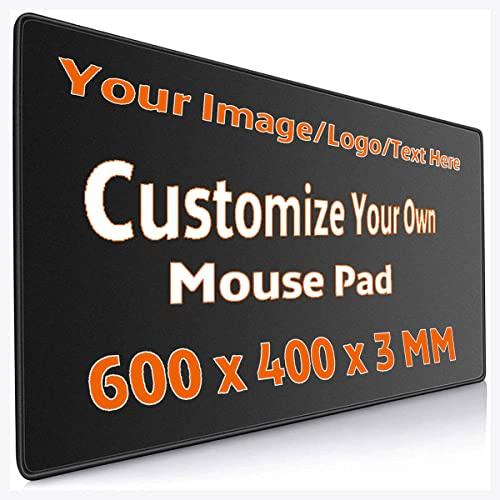 UOKIIYUA Grand Tapis de Souris de Jeu personnalisé, Tapis de Souris à Bords Cousus personnalisés avec Votre Image et Texte, Fournitures de Bureau 60x40cm