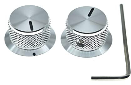 2er-Pack Schrauben-Stil Aluminium Potentiometer Knöpfe 1/4 Zoll Universal Top Hat Knobs Bell Volume Tone Control Knobs for Guitar/Bass/AMPS/Preamps Silver