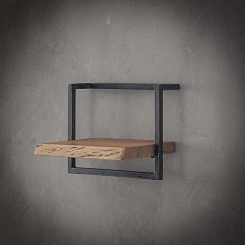 Ringo-Living Vintage Wandregal Holz mit Metall, Deko Holzregal Industrial Regal, Tv Wandregal hängend, Wanddeko Wohnzimmer, Schlafzimmer, Esszimmer, Bücherregal Wand für Bücher, Bilder, Deko