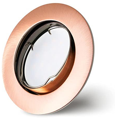 NCC-Licht Set Einbaustrahler Kupfer gebürstet Ø68mm Lochbohrung mit LED Modul 5 Watt 400 Lumen Warmweiß 2700K ultra flach 30mm schwenkbar