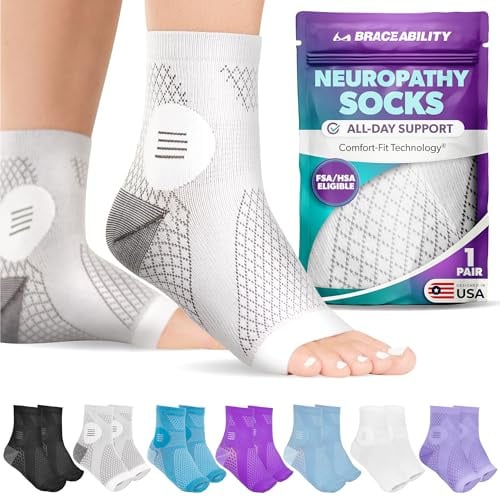 BraceAbility Socks Compression Open-Toe Foot Sleeves for Ankle for Men and Women (XL - 1 Pair)