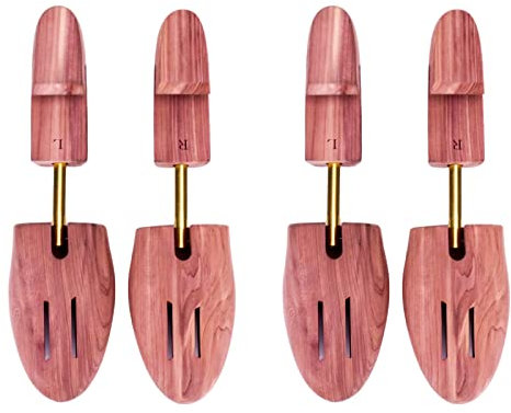 MOLOGART 2Pack Shoe Tree for Men,Wooden Shoe Stretcher Men,Cedar Shoe Trees, Adjustable Shoe Trees for Sneakers or Boots, Brownish Red, L